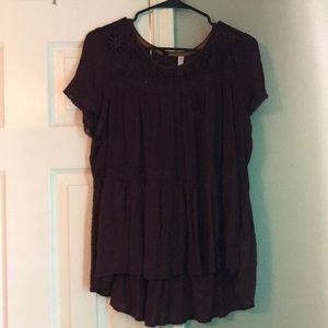maroon, lacey top